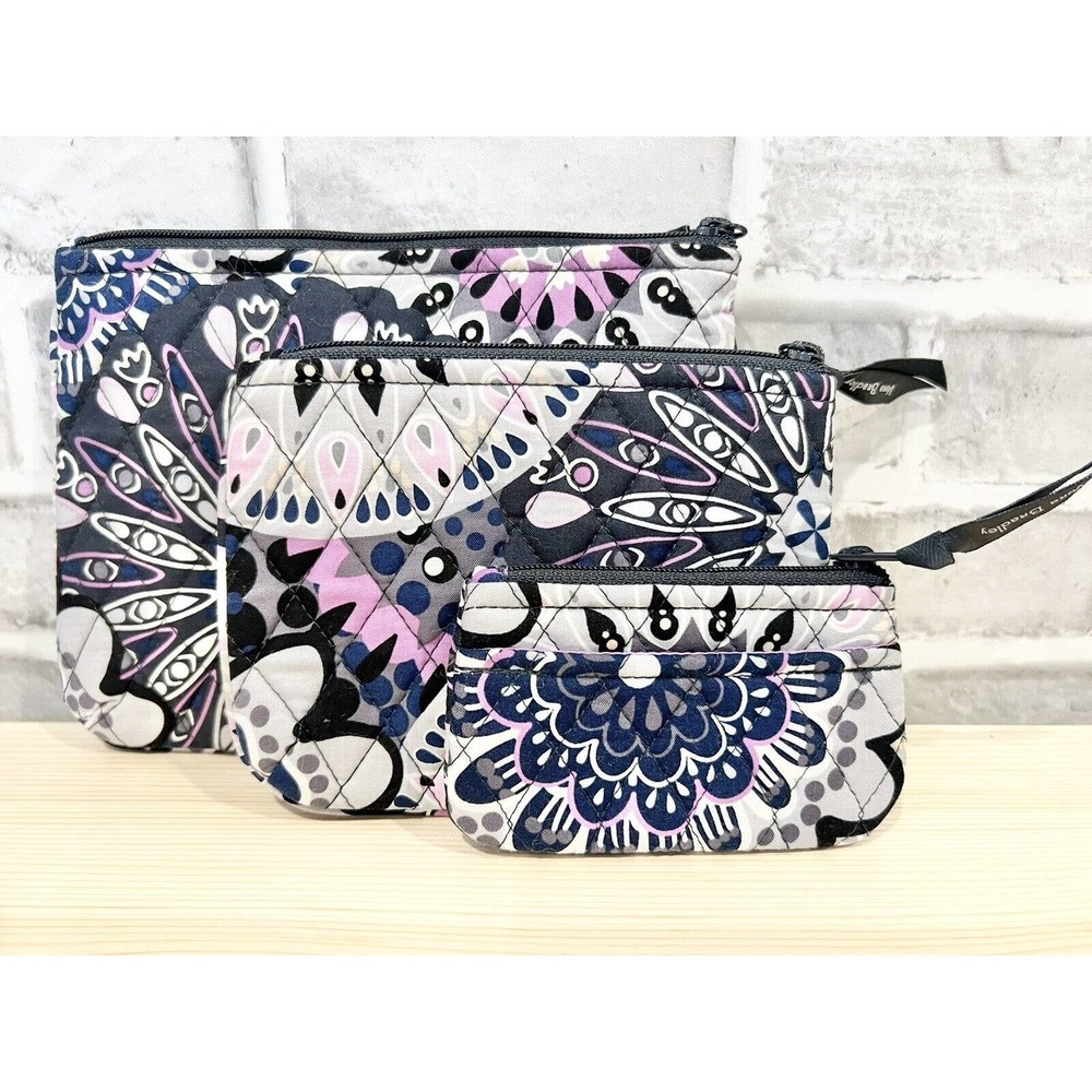 Vera Bradley Set of 3 Cosmetic Makeup Small Storage Pouches EUC - Picture 2 of 3